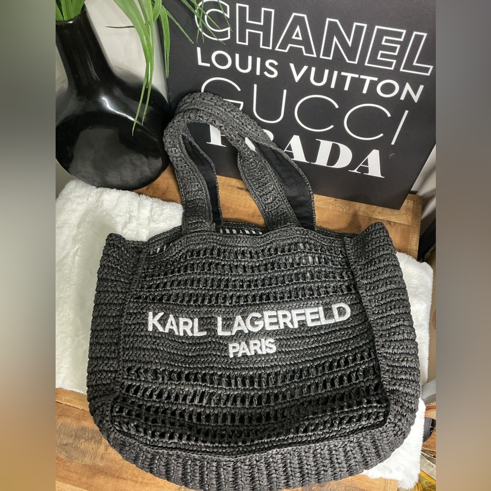 Karl Lagerfeld Charcoal Woven Tote
